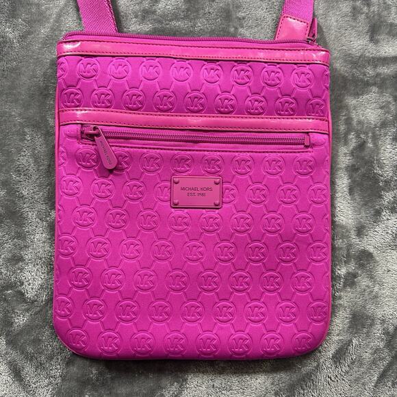 Michael Kors Monogram Embossed Crossbody Women’s Messenger Pink Bag - Picture 2 of 10
